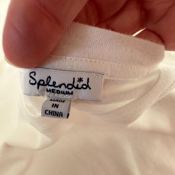 Splendid White 100% Cotton Short Sleeve Round Neck Boxy Wide Hem Crop Tee Medium - Picture 5 of 10